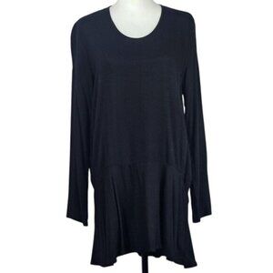 Flax Drop Waist Tunic S Black Scoop Neck Pockets Relaxed‎ Whimsigoth Lagenlook